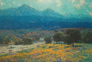 California Poppy Field by Granville Redmond Oil Painting