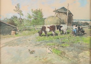 On The Lower Rhine by Gregor Von Bochmann Oil Painting