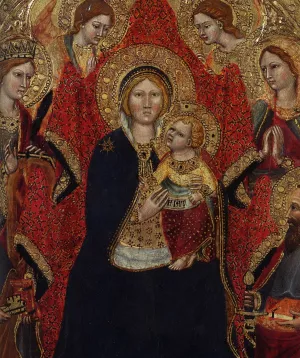 Madonna Enthroned with Angels and Saints Detail by Gregorio Di Cecco - Oil Painting Reproduction