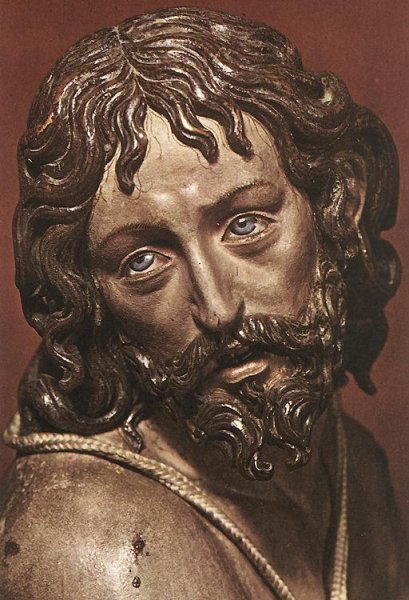 Main Product Photo of Christ at the Column Detail Painting by Gregorio Fernandez