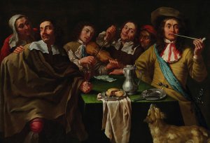 The five senses by Gregorius Oosterlinck Oil Painting