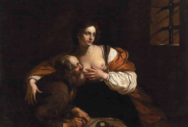 Caritas Romana by Guercino - Hand-Painted Oil Painting Reproduction
