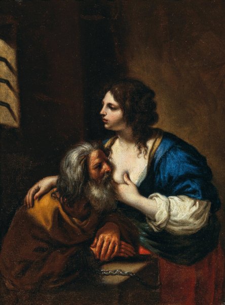 Caritas Romana by Guercino - Hand-Painted Oil Painting Reproduction