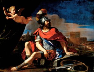 Mars with Cupid by Guercino Oil Painting