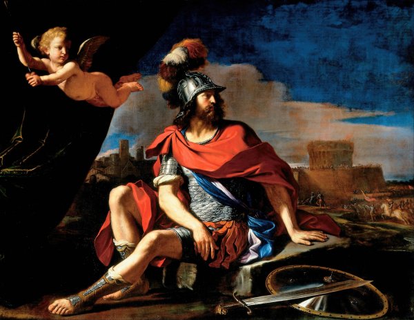 Main Product Photo of Mars with Cupid  Painting by Guercino