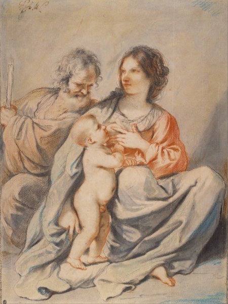 The Holy Family  by Guercino - Hand-Painted Oil Painting Reproduction