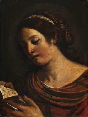 Young Girl Reading by Guercino Oil Painting