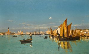 A View Of St Marks Basin With The Punta Della Dogana by Guglielmo Ciardi Oil Painting