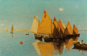 La Quiete In Laguna by Guglielmo Ciardi Oil Painting