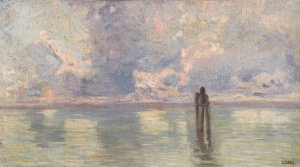 View of the lagoon, Venice by Guglielmo Ciardi Oil Painting