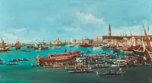 The Bucintoro with the church of San Nicolò al Lido, Venice - Copy by Guglielmo Da Re Oil Painting