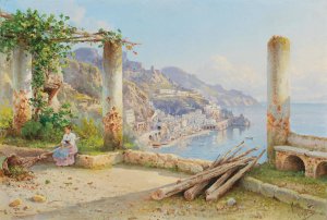 View of the Coast of Amalfi by Guglielmo Giusti Oil Painting