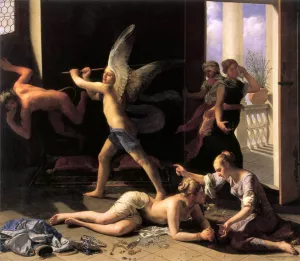 Martha Rebuking Mary for Her Vanity by Guido Cagnacci - Oil Painting Reproduction