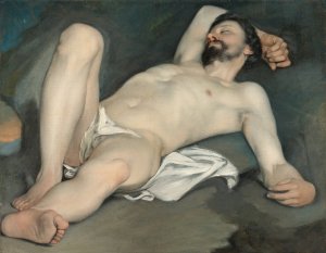 Reclining Male Nude by Guido Cagnacci Oil Painting