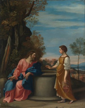 Jesus And the Woman From Samaria by Guido Reni (Follower) Oil Painting