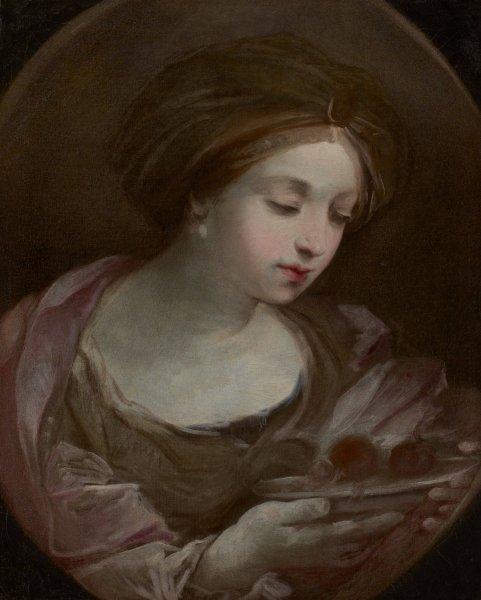 Bust of a Woman Wearing a Turban  by Guido Reni - Hand-Painted Oil Painting Reproduction