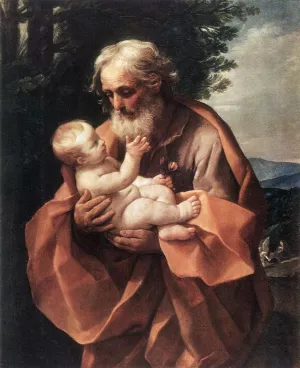 St Joseph with the Infant Jesus painting by Guido Reni