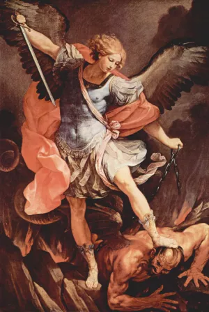 St. Michael The Archangel Overcoming Satan painting by Guido Reni