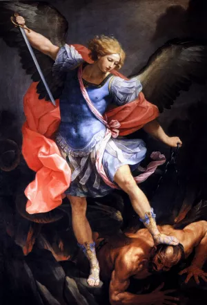The Archangel Michael Defeating Satan painting by Guido Reni