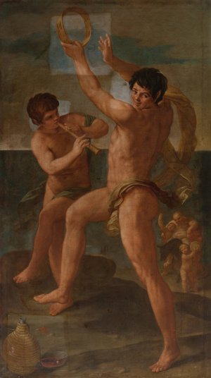 Two Fauns In A Bacchic Dance by Guido Reni Oil Painting