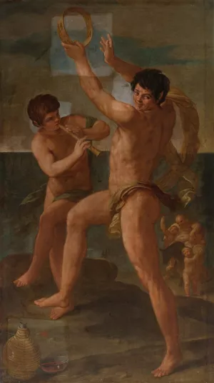Two Fauns In A Bacchic Dance by Guido Reni Oil Painting
