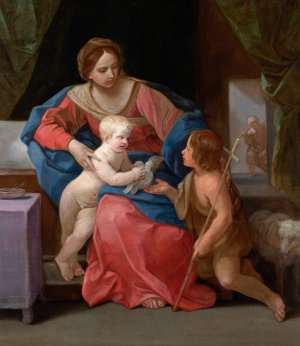 Virgin and Child with Saint John the Baptist by Guido Reni Oil Painting