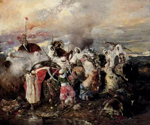 A Skirmish by Guido Sigriste Oil Painting