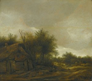 A Dune Landscape With Figures On A Sandy Path Near A Cottage by Guillam Dubois Oil Painting