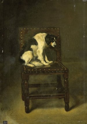 A Dog on a Chair by Guillaume Anne Van Der Brugghen Oil Painting