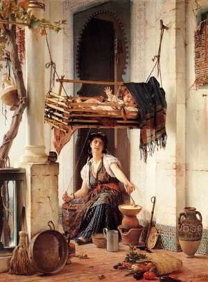 An Algerian Mother and Child Oil painting by Guillaume Charles Brun