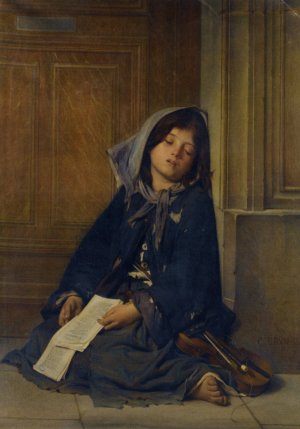 La Mendiante by Guillaume Charles Brun Oil Painting