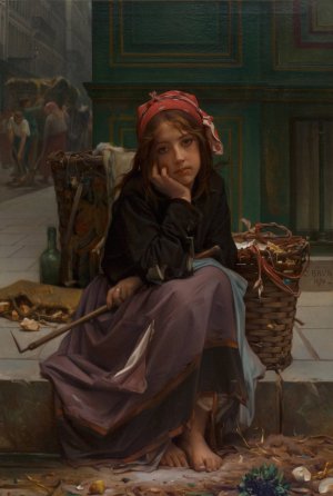 The young rag seller by Guillaume-Charles Brun Oil Painting