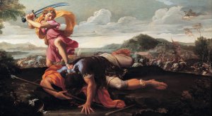 David and Goliath by Guillaume Courtois Oil Painting