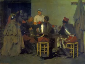 Cuirassiers at the Tavern by Guillaume Regamey Oil Painting