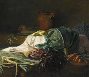 A Kitchen Still Life by Guillaume-Romain Fouace Oil Painting