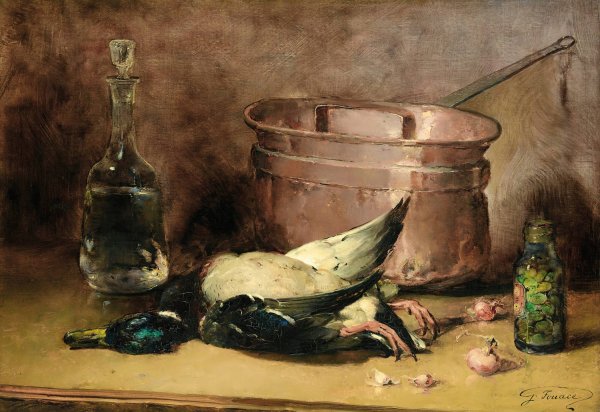 Still Life With A Duck by Guillaume-Romain Fouace - Hand-Painted Oil Painting Reproduction