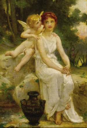 Cupid Whispering to a Young Maiden by Guillaume Seignac Oil Painting