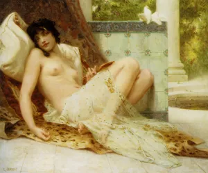 L'Odalisque Aux Colombes by Guillaume Seignac Oil Painting
