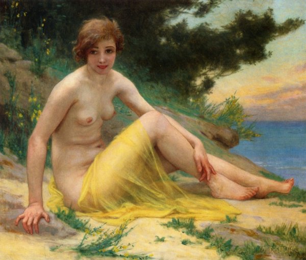 Main Product Photo of Nude at the Beach also known as On the Shore Painting by Guillaume Seignac