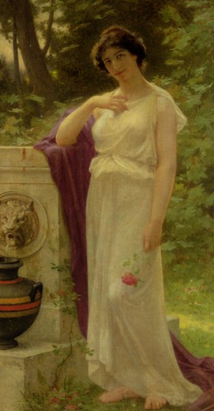 Young Woman with a Rose by Guillaume Seignac - Hand-Painted Oil Painting Reproduction