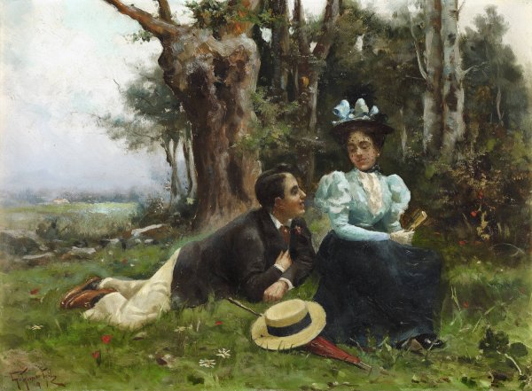 Main Product Photo of Courting in the Country  Painting by Guillermo Gomez Gil