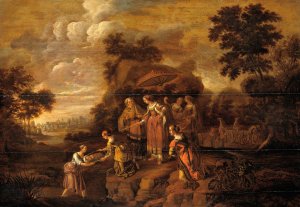 Pharaoh's Daughter discovers Moses in the Rush Basket by Guilliam Du Gardijn Oil Painting