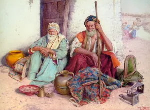 Arab Merchants by Guiseppe Signorini Oil Painting