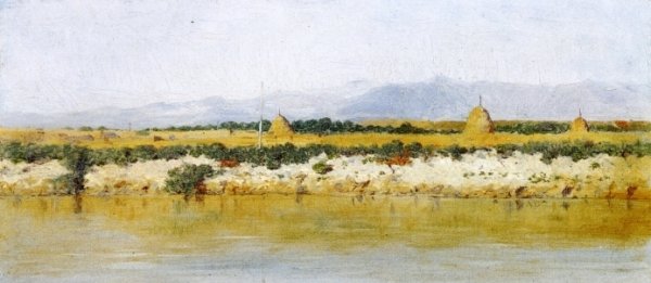 Main Product Photo of Banks of a River Painting by Guiseppe Signorini