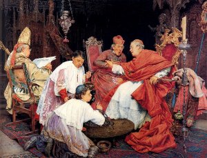 Cardinals in an Interior by Guiseppe Signorini Oil Painting