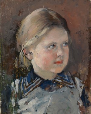 Head Of A Girl, Study For The Family Portrait Of Baron Magnus Von Born by Gunnar Berndtson Oil Painting
