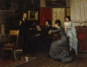 Music In The Studio by Gunnar Berndtson Oil Painting