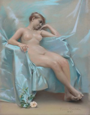 Nude Female Model by Gunnar Berndtson Oil Painting