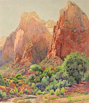 The Patriarchs, Zion National Park by Gunnar Mauritz Widforss Oil Painting