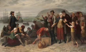 The First Emigration from Gothenburg to New Sweden by Gustaf Brusewitz Oil Painting